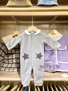 【Umi家】韩国minkmui小星星家连体衣竖条纹星星贴布装饰可爱长服