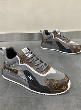 2023春季新款男士休闲运动单鞋皮包跟内增高百搭潮流韩版舒适时尚