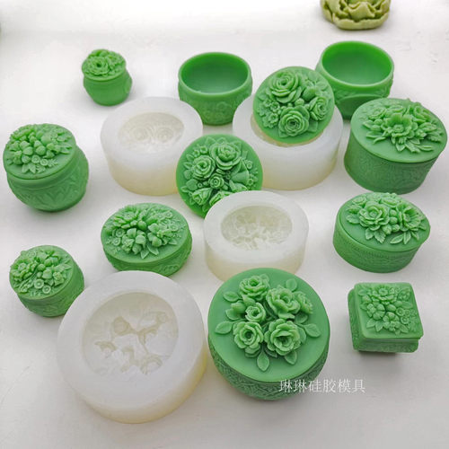 琳琳模具硅胶首饰盒滴胶浮雕花卉