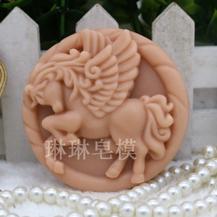 圆形 马 蜡烛硅胶 硅胶皂模 独角兽皂模zx671 香皂 手工皂模具