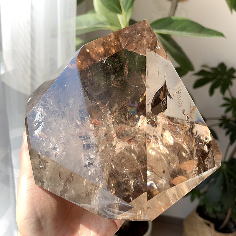 天然茶水晶彩虹随形摆件