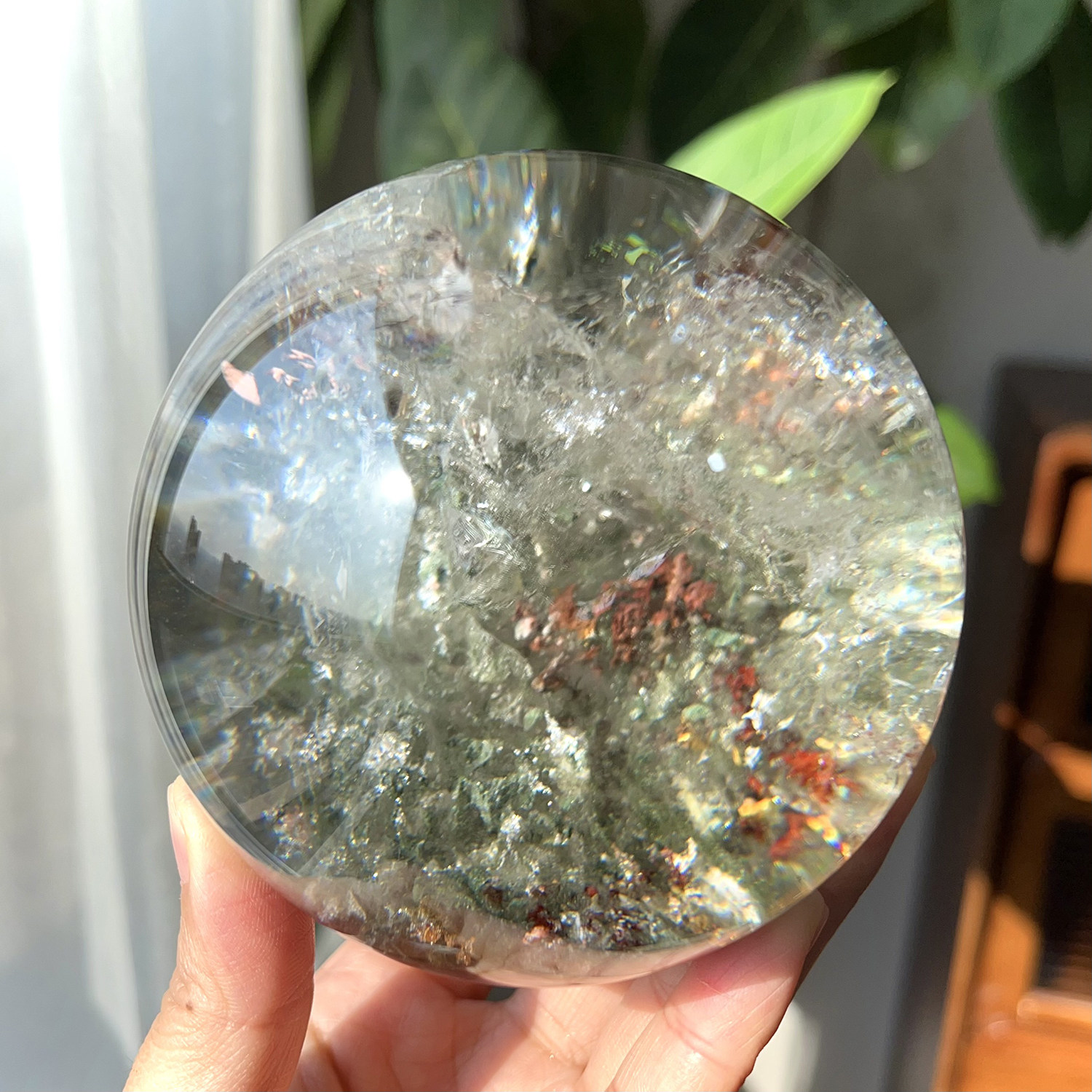 天然巴西精品绿幽灵球摆件