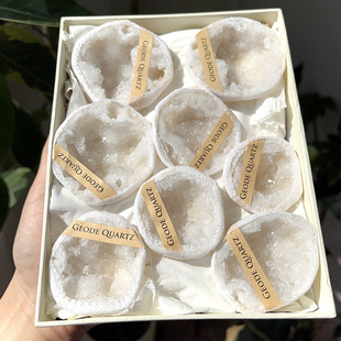 天然水晶矿石套盒白水晶玛瑙晶洞晶牙闪原石水晶标本矿物消磁摆件