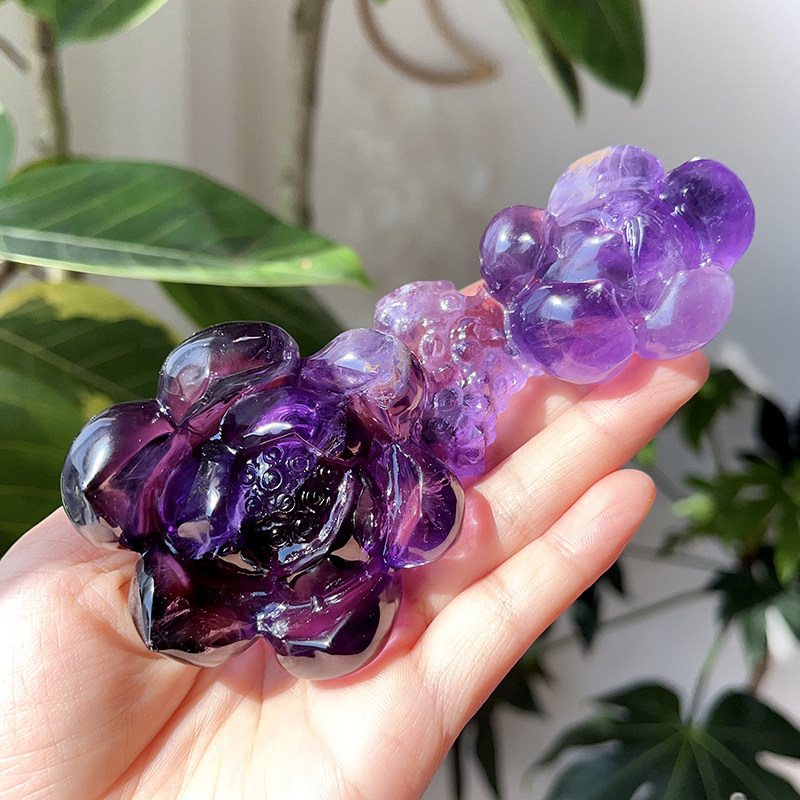 天然精品紫晶莲花摆件