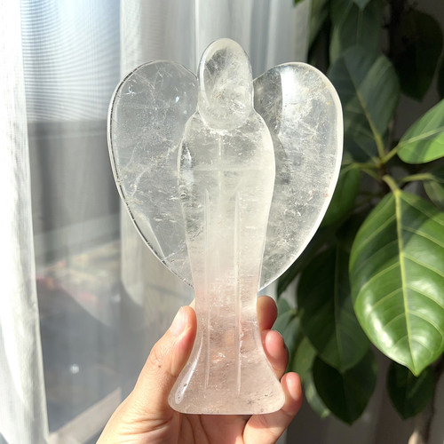 天然白水晶天使饰品摆件