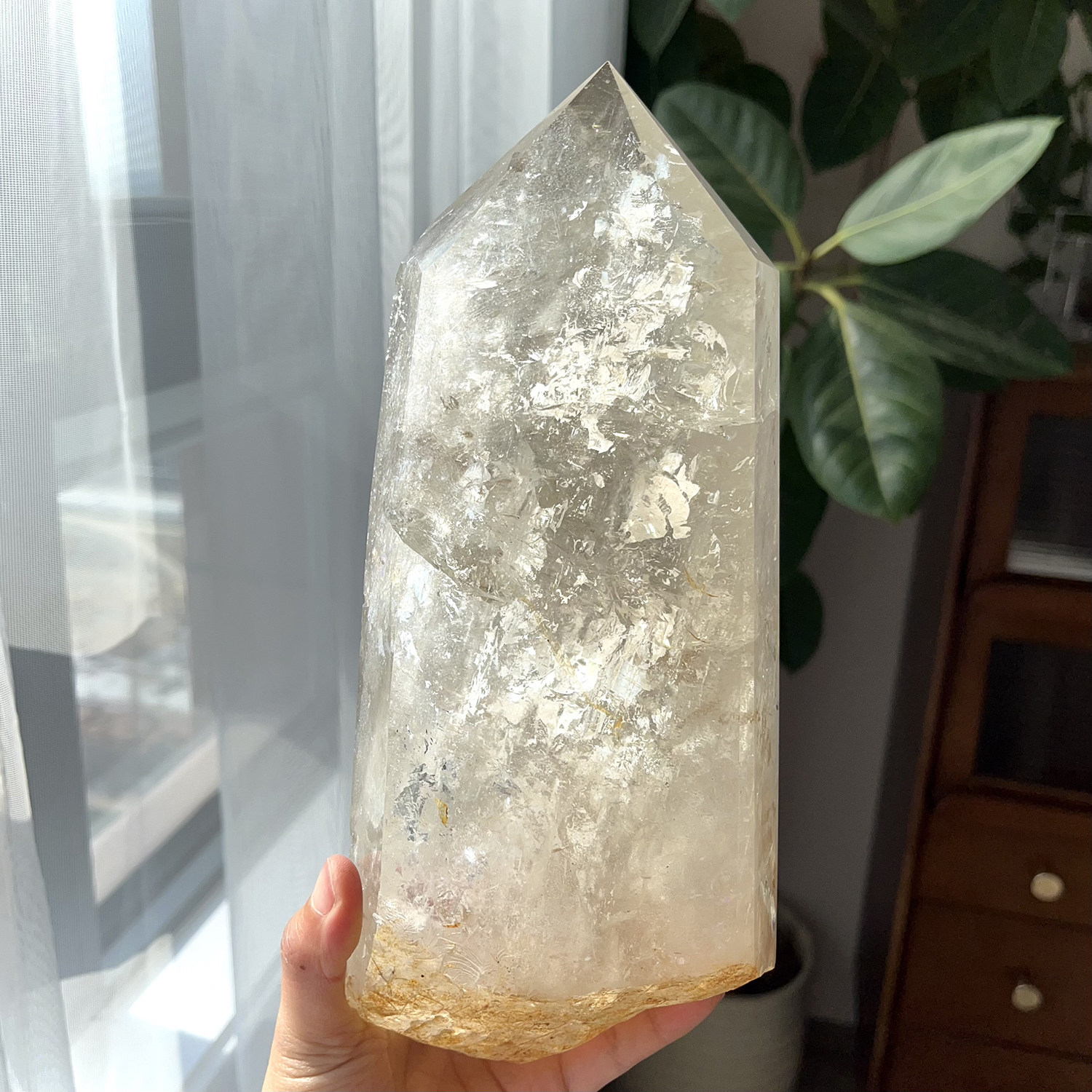 天然福利茶水晶柱摆件