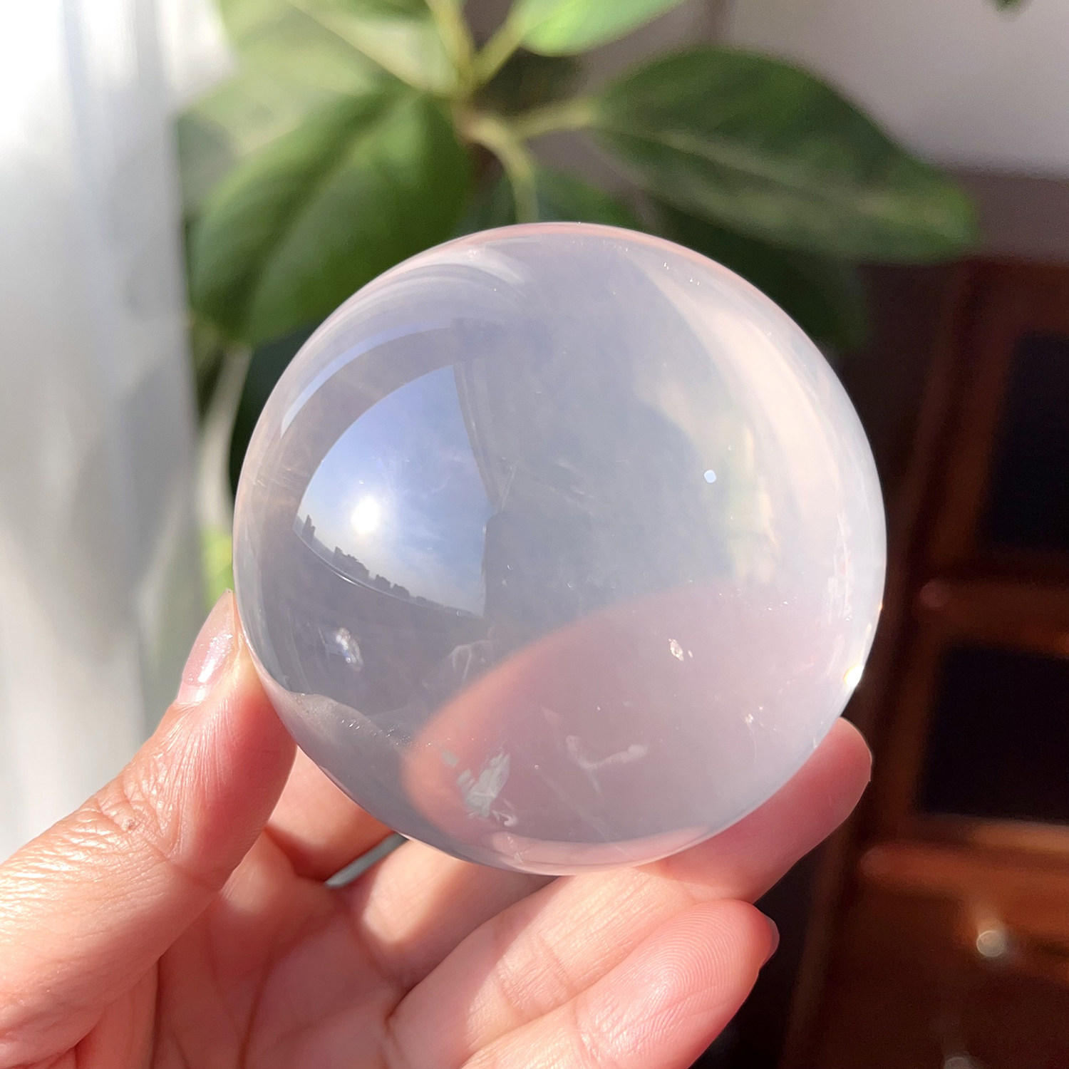天然莫桑冰粉星光粉晶球