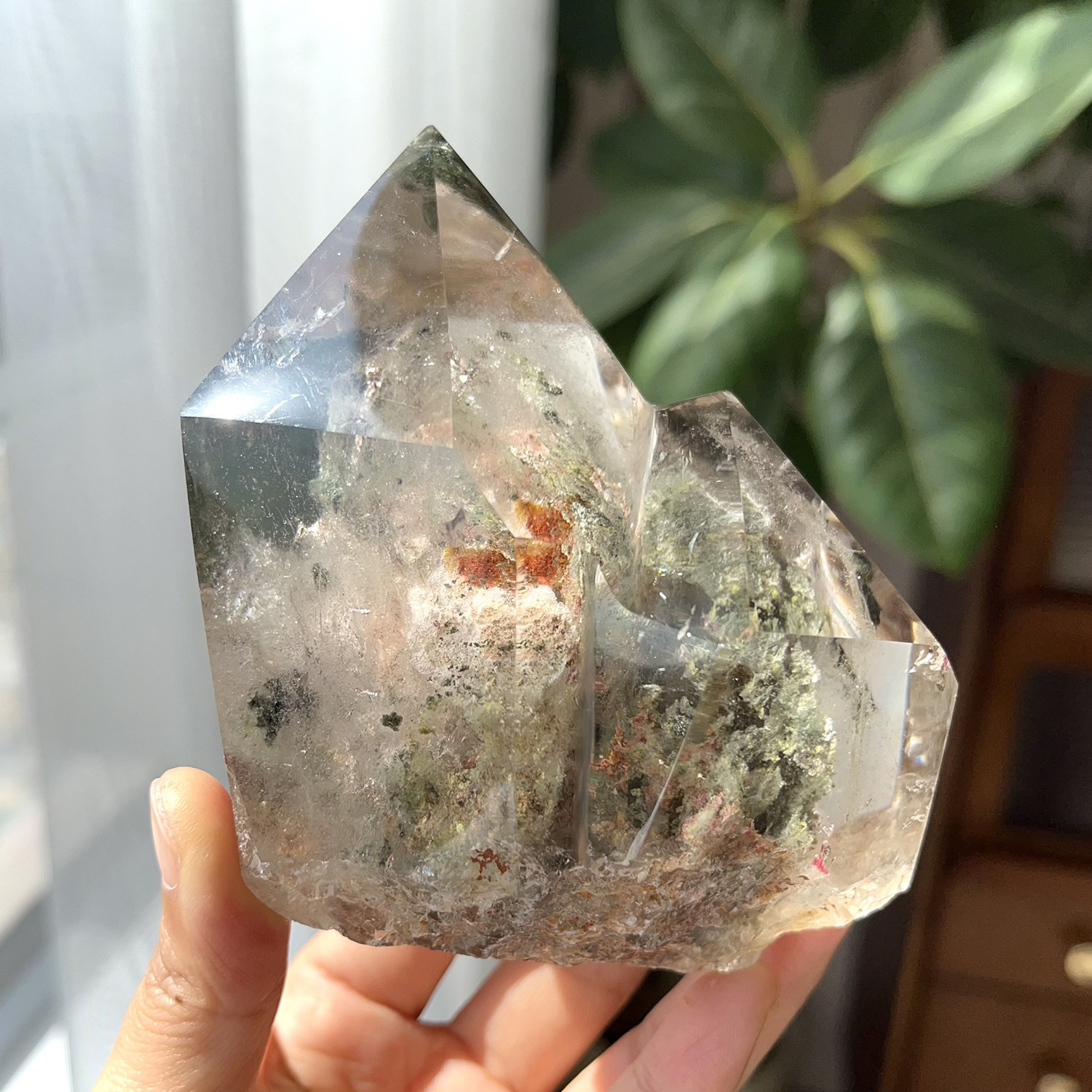 天然巴西绿幽灵柱子花园幽灵原石打磨晶体通透幽灵水晶柱一物一图