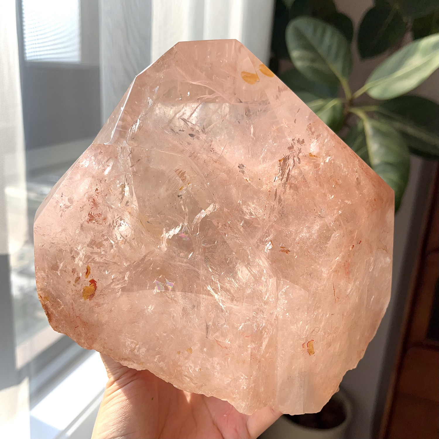 天然喜马粉阿赛柱子摆件