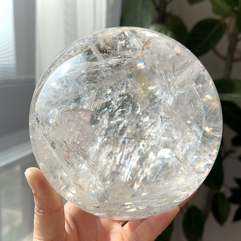 天然喜马拉雅白水晶彩虹球星空万花筒纹理高频水晶球11cm一物一图