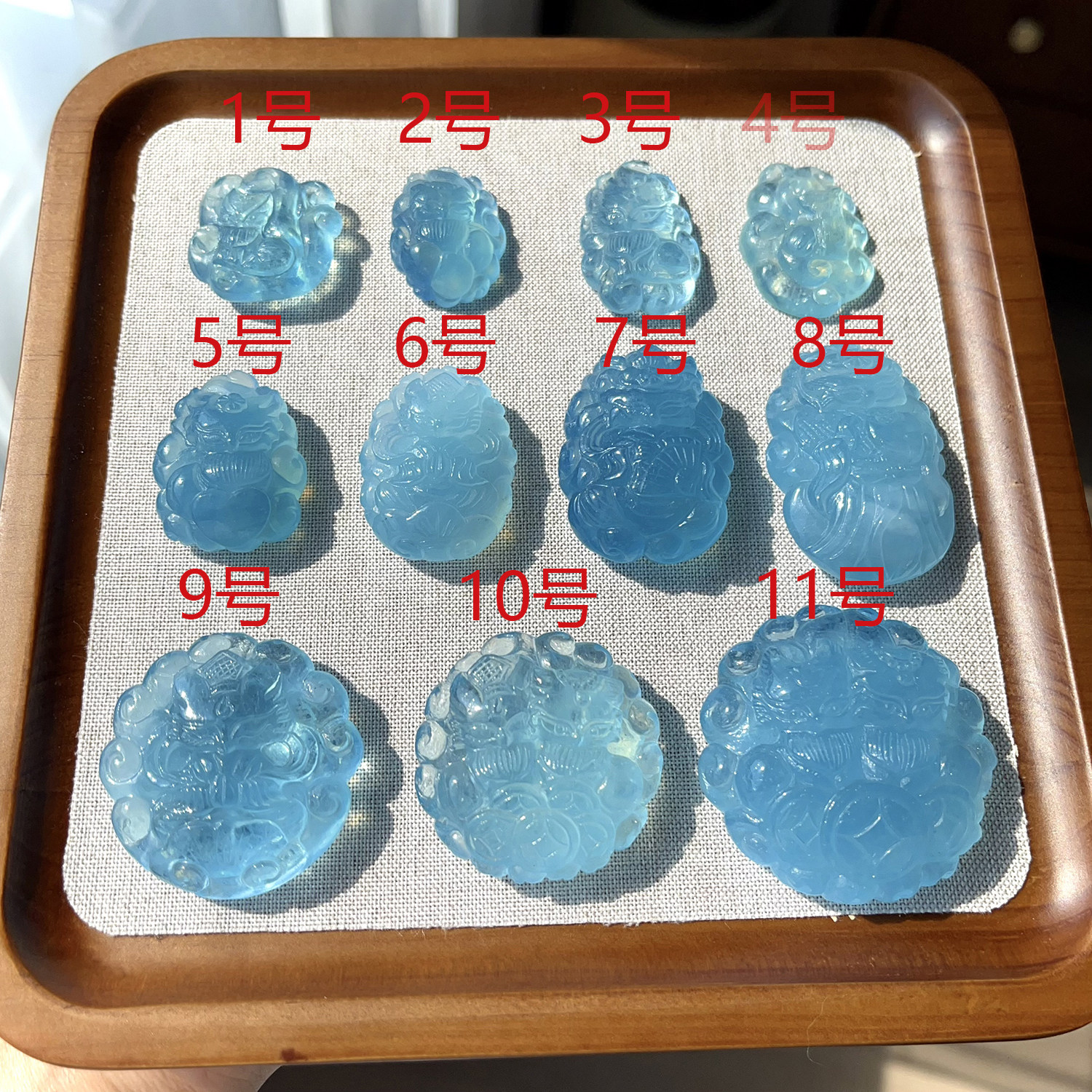 天然海蓝宝狐狸吊坠饰品