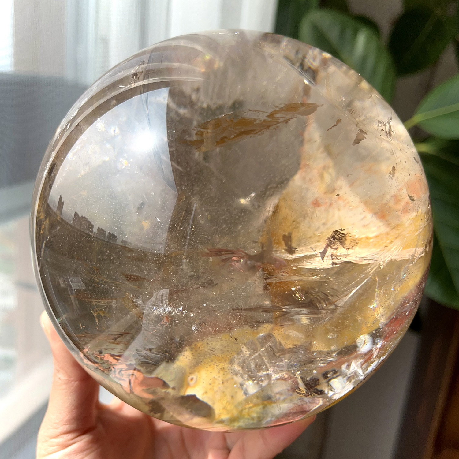 天然喜马茶水晶球异象枯叶蝶星空水胆茶晶球14.5cm水晶球一物一图