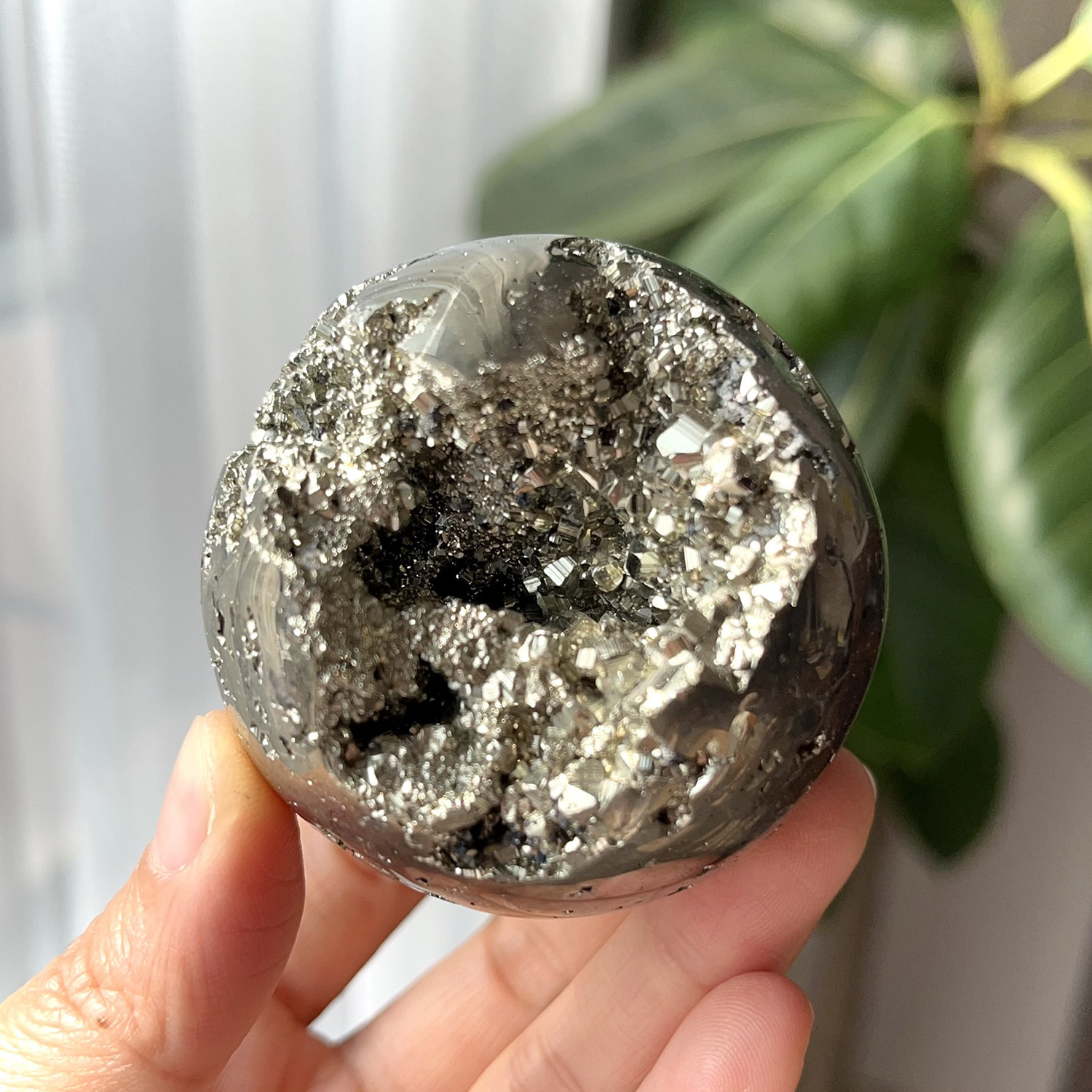 天然秘鲁黄铜矿黄铁矿球愚人金Pyrite晶牙闪水晶球5.6cm一物一图