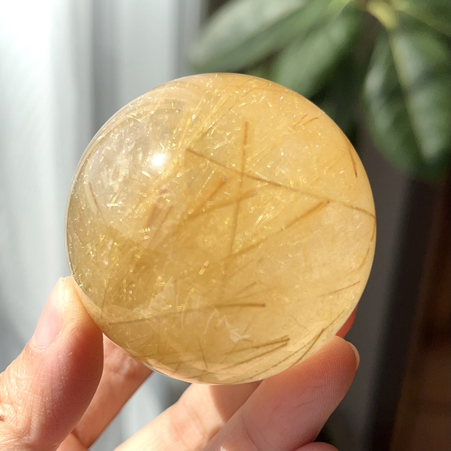 天然巴西金发晶球摆件