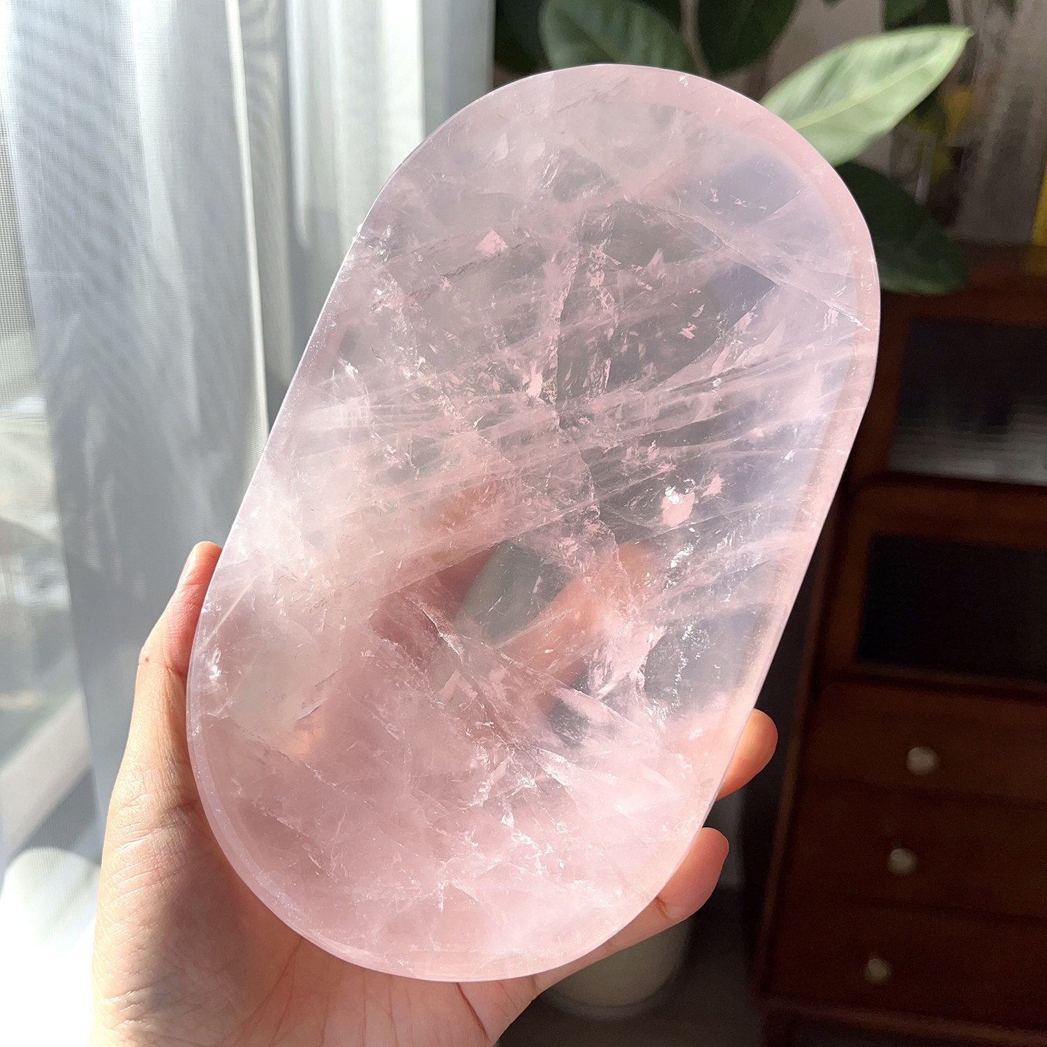 天然粉水晶盘子消磁碗