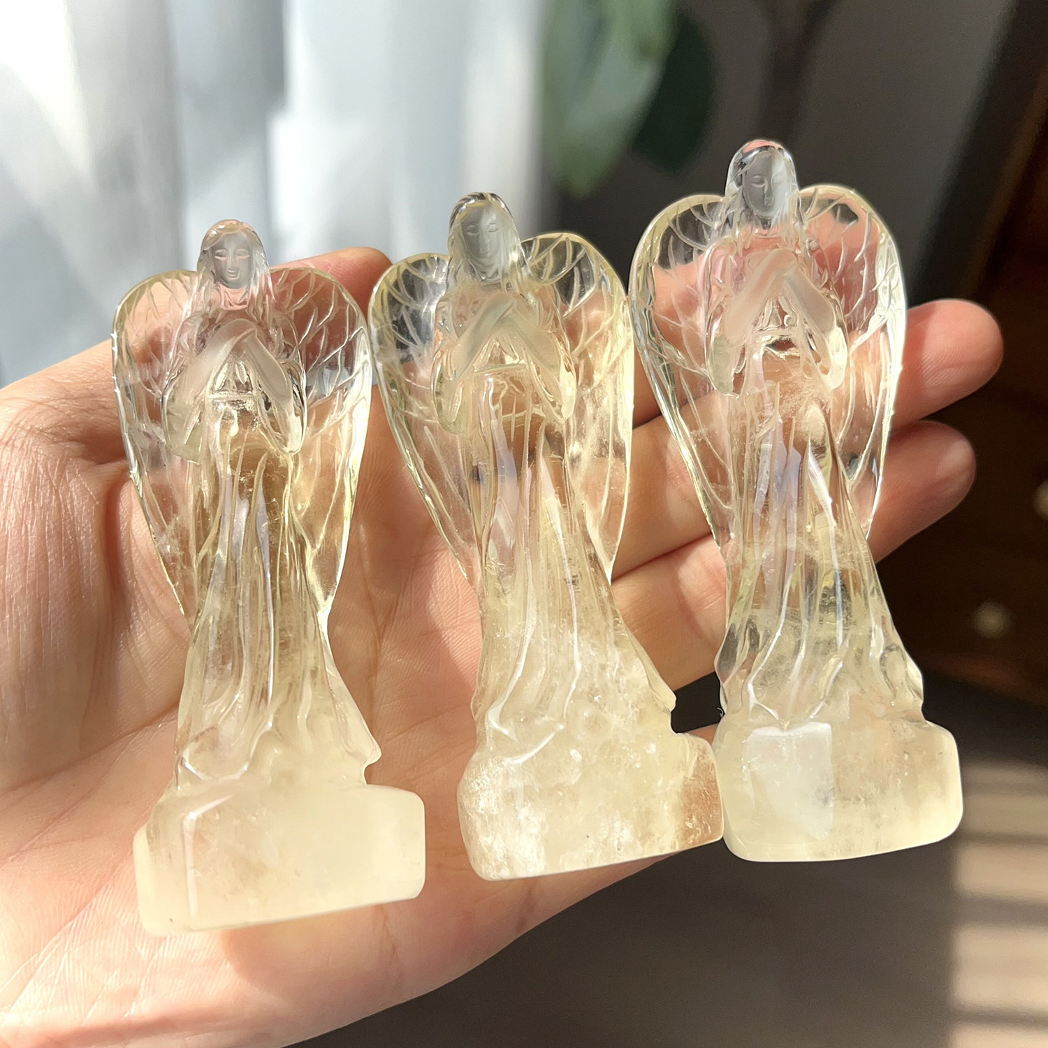 天然黄水晶天使晶体通透