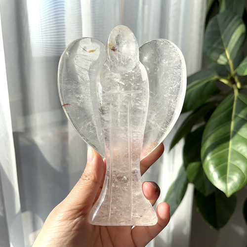 天然白水晶天使饰品摆件
