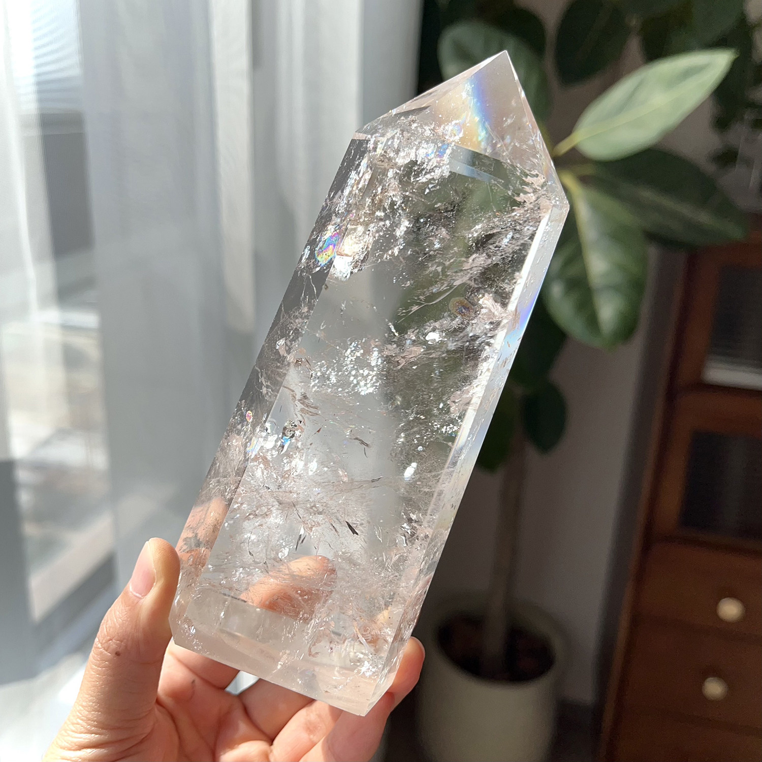 天然喜马粉阿赛柱子摆件