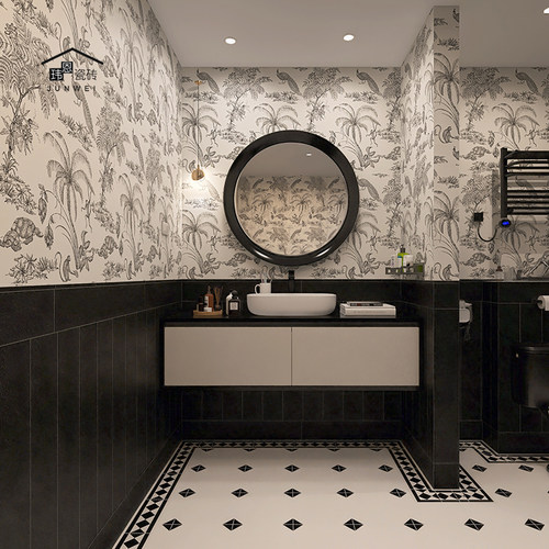 动物花砖珠光釉面北欧法式卫生间