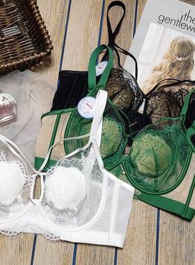 珍芙妮7131性感蕾丝大胸显小花瓣水晶杯内衣聚拢软钢圈文胸罩套装