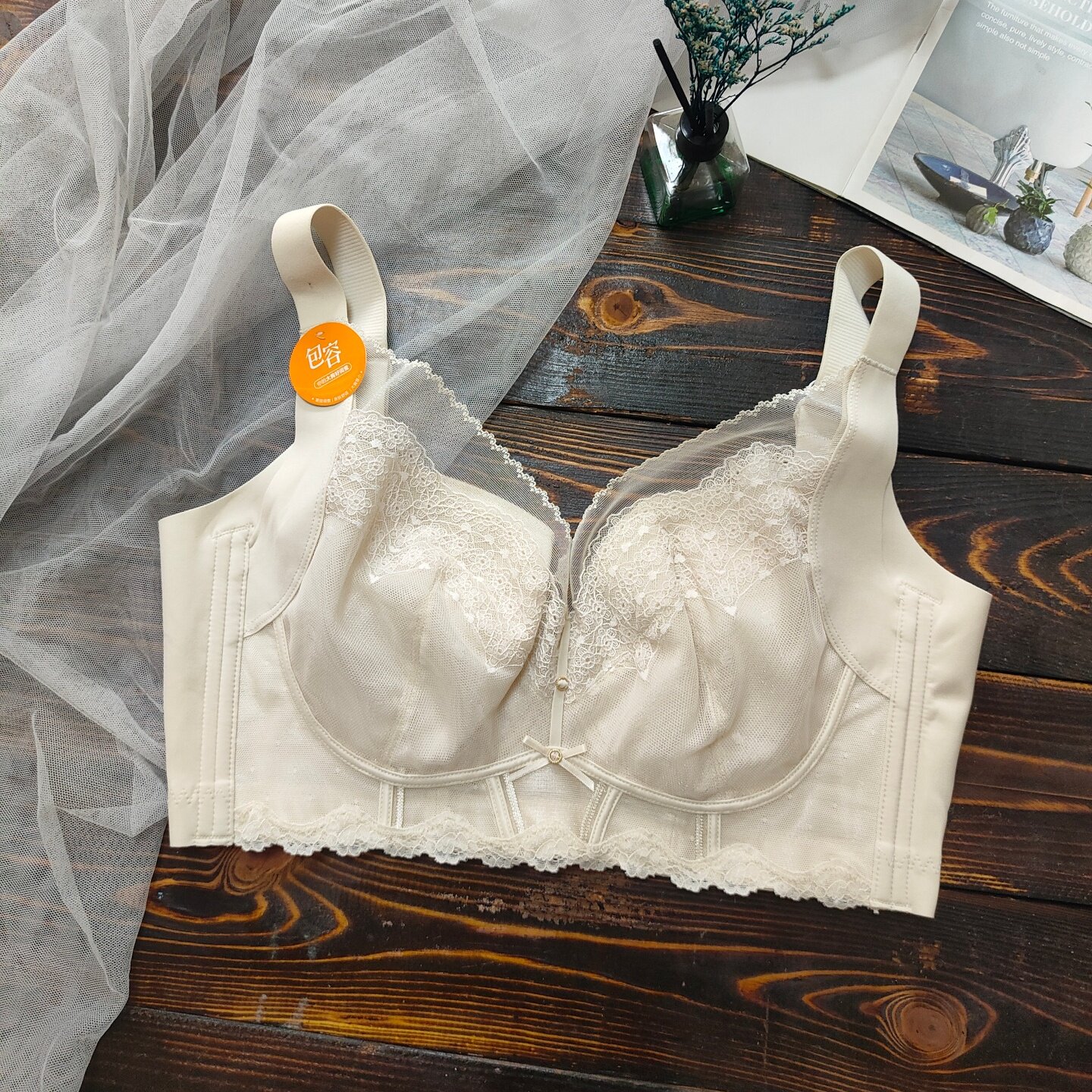 大码内衣女薄款D杯莫代尔里料钢圈调整型聚拢加宽侧比收副乳文胸