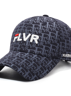 秋季满印FREQ硬顶棒球帽菠萝布遮阳鸭舌帽大头围防晒帽男女同款