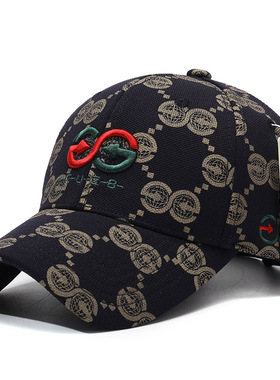 春秋季新款满印字母硬顶棒球帽欧货显脸小鸭舌帽高顶休闲防晒帽子