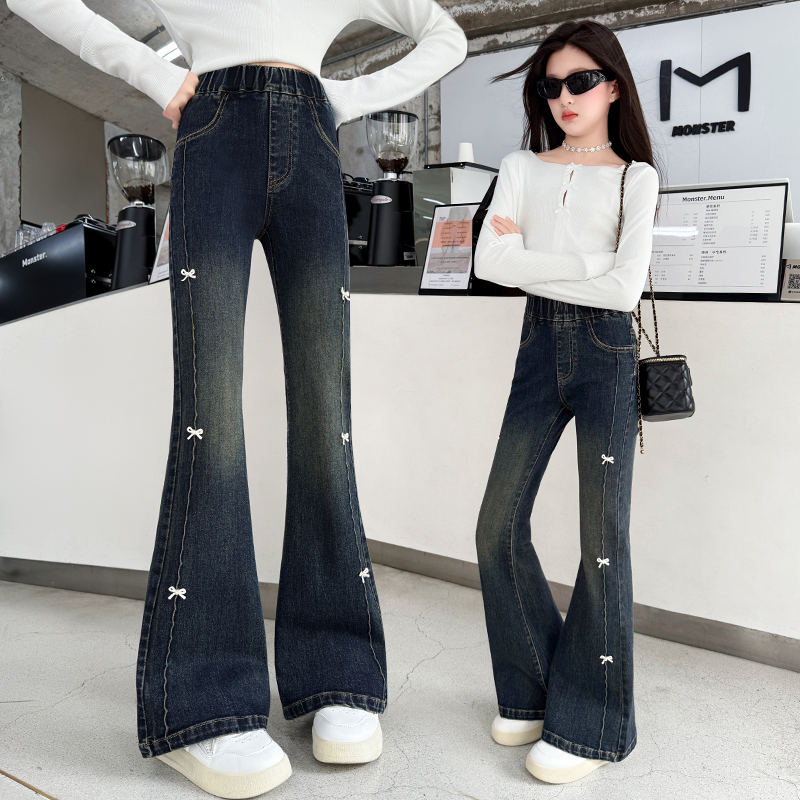 女童喇叭裤子春秋2025新款中大童