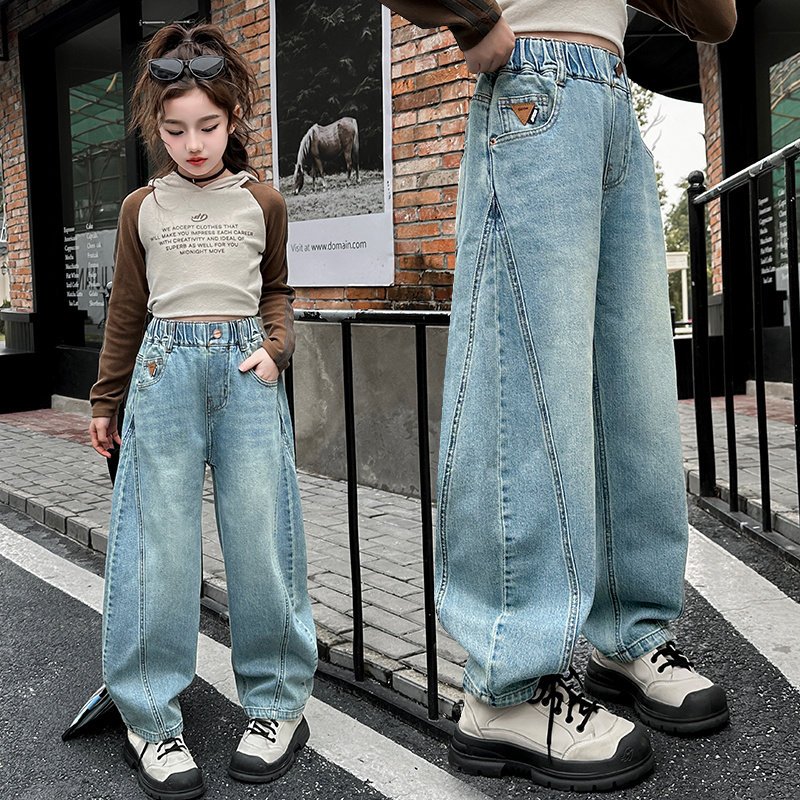 女童牛仔裤春秋儿童裤子2025新款