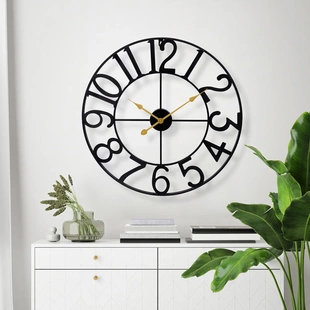 欧式 饰钟表家用复古客厅铁艺挂钟简约创意静音墙壁钟clock 装