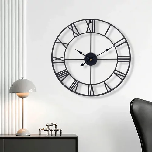 欧式客厅简约挂表罗马铁艺静音时钟创意装饰大挂钟复古wall clock