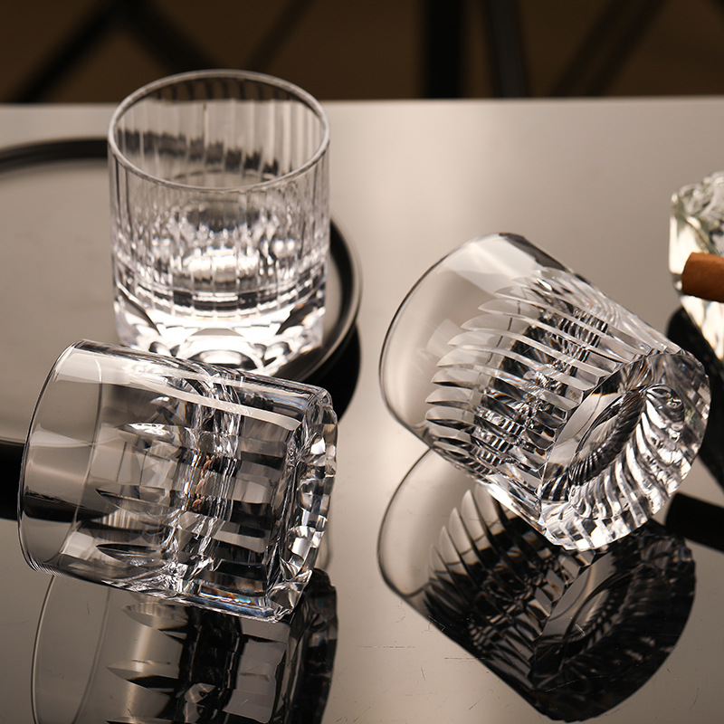 江户切子水晶威士忌杯手工雕刻高端烈酒杯家用水杯果汁杯洋酒杯