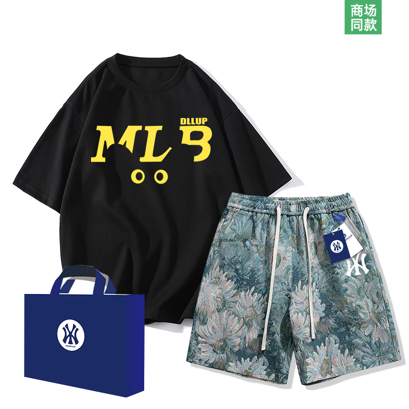 奥特莱斯男装休闲运动套装新夏季短袖T袖五分短裤学生两件装衣服