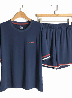 caser凯撒夏女士睡衣天丝空调棉短袖短裤情侣家居服套装BM02-F850