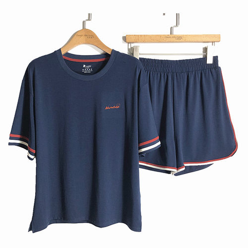 情侣家居服套装空调棉圆领caser