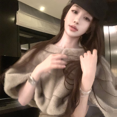 2025哥本哈根仿水貂毛皮草外套女短款披肩修身百搭背心坎肩斗篷