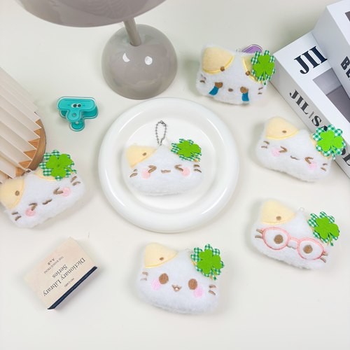 四叶草猫咪别针diy装饰玩偶胸针