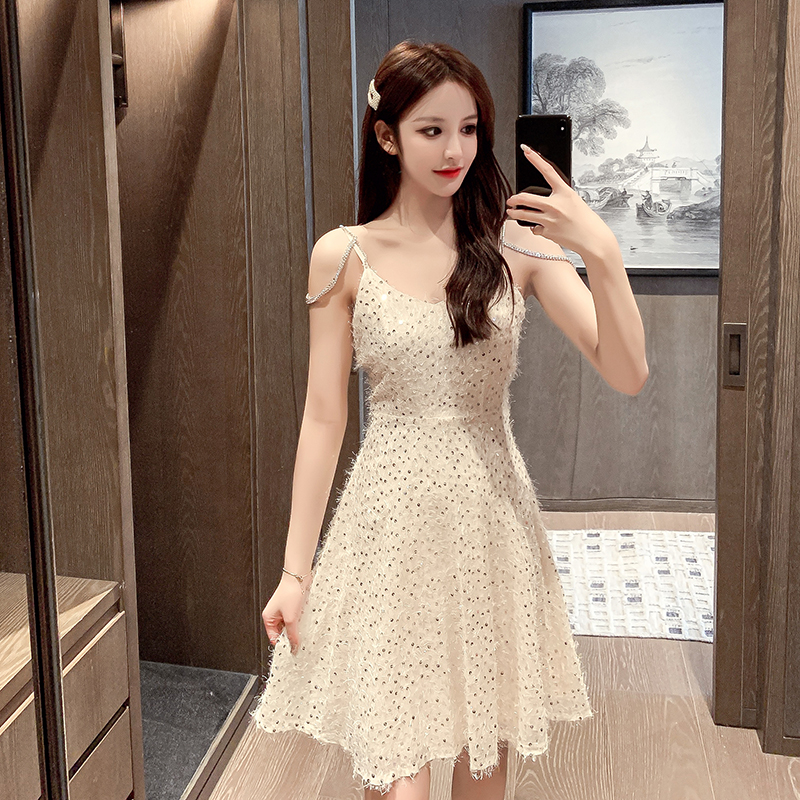 Suspender clavicle shoulder dress new women's dress sexy nightclub off shoulder dress