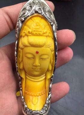 来图包金镶嵌狼牙吊坠定制