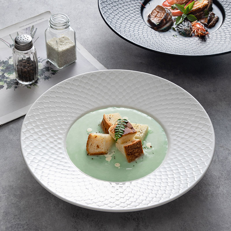 意大利面汤盘子浓汤盘沙拉盘草帽盘菜盘创意餐厅深盘陶瓷西式餐具