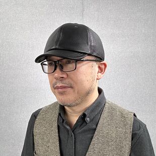 5公分短檐真皮帽子中老年秋冬休闲时尚羊皮男女棒球帽印花鸭舌帽