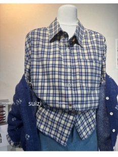 【Suizi】韩系复古格子衬衫女2026新款宽松显瘦百搭上衣