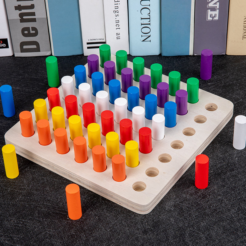 感统训练器材木质儿童早教家用益智玩具插棍吊缆蒙特棱利感官教具