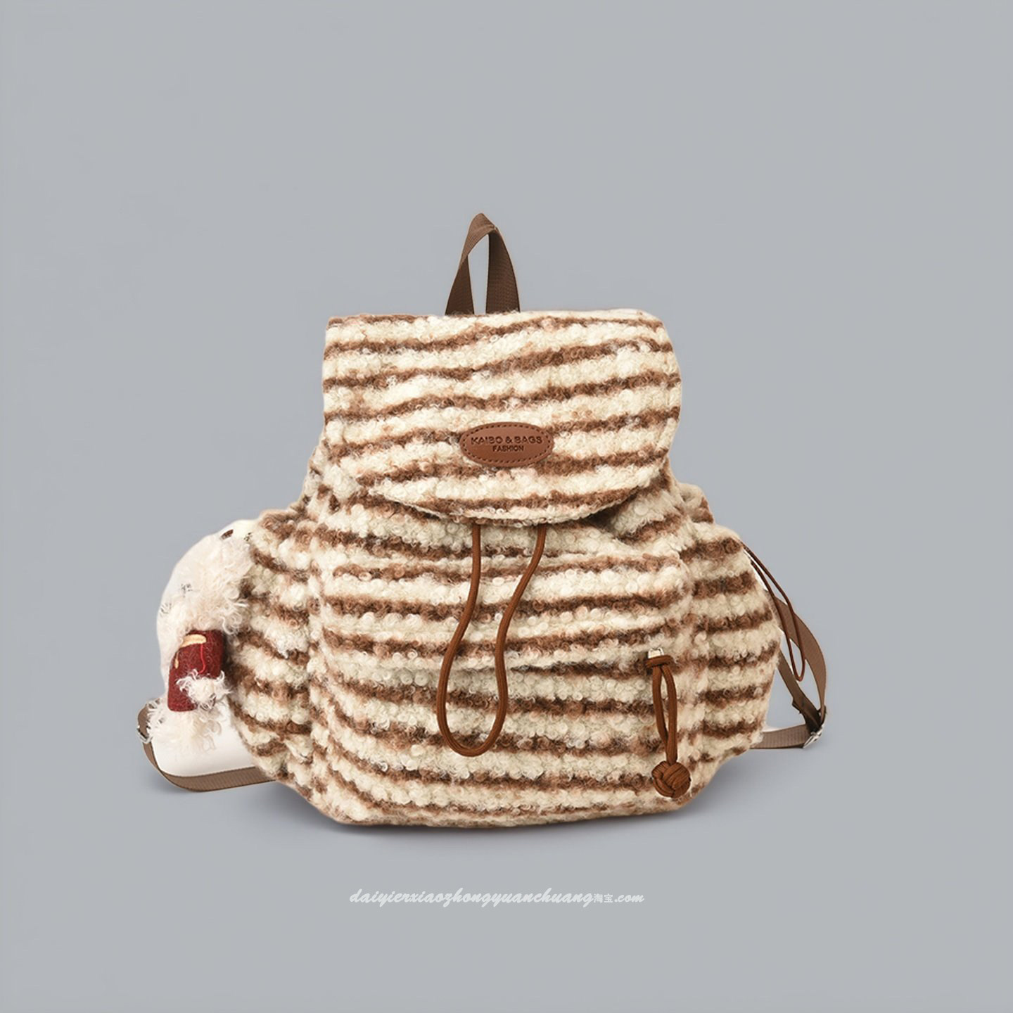 ins抽绳迷你双肩包女2025新款百搭轻便旅行背包毛呢小型通勤包包,箱包皮具/热销女包/男包,双肩背包,淘宝优惠券,粉丝福利购,淘宝优惠卷