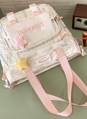 上课通勤包女大容量单肩小学生手提袋拎书袋补习袋帆布斜挎包补课