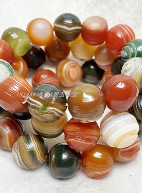 天然阿拉善缠丝眼珠风化原石玛瑙手链七彩螺纹手串文玩新疆戈壁石