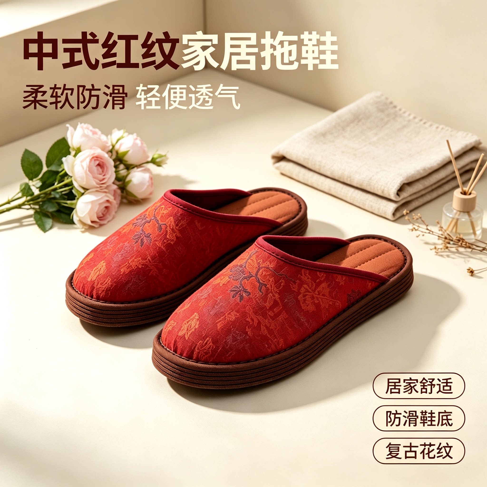新款手工千层底布鞋民族风老北京布鞋亚麻透气包头拖女布艺拖鞋
