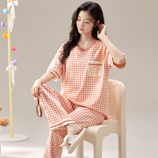 夏天睡衣女2025新款夏季短袖长裤纯棉家居服夏款潮汕揭阳女款薄款