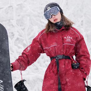 雪服大人长白山西坡滑雪服租赁 QLEO酒红色连体M