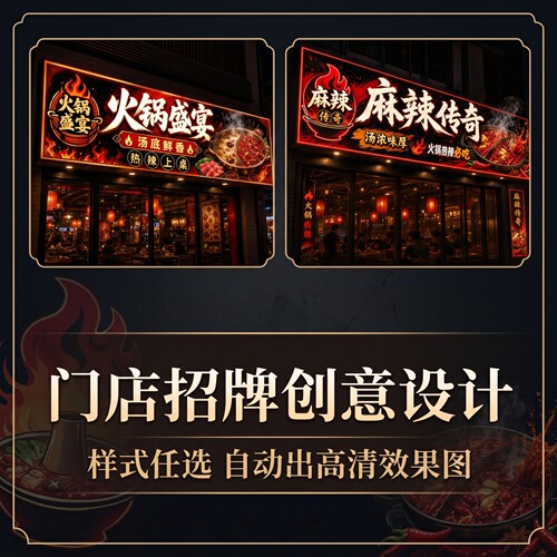 火锅灯箱招牌设计川渝麻辣涮锅门头卡布灯箱软膜广告牌模板制作